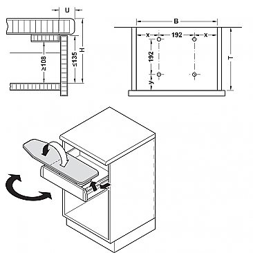 Ironing Board Lateral Mounted Ironing Board in Drawer