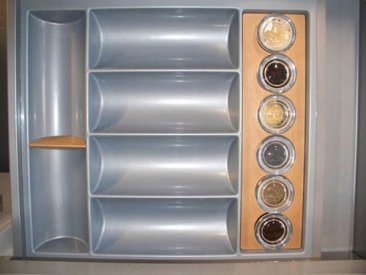 Spice jar insert (3) for kitchen cutlery trays (6 spice jars)